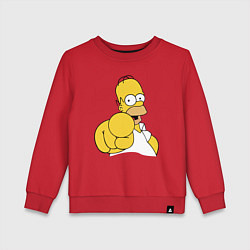 Свитшот хлопковый детский Гомер Симпсон указывает пальцем, цвет: красный
