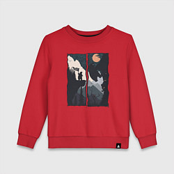 Свитшот хлопковый детский Оранжевая луна и дикий альпинизм, цвет: красный