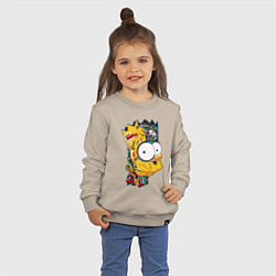 Свитшот хлопковый детский Cyber-Bart - Simpsons family, цвет: миндальный — фото 2