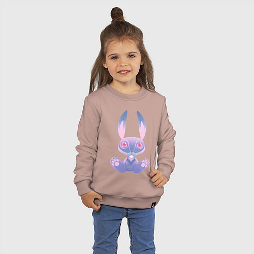 Детский свитшот Кролик синий / Пыльно-розовый – фото 3