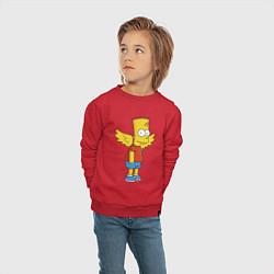 Свитшот хлопковый детский Барт Симпсон - единорог, цвет: красный — фото 2