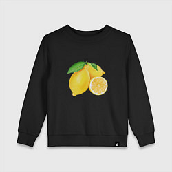 Свитшот хлопковый детский Сочные лимоны, цвет: черный