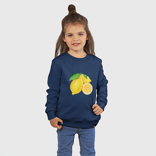 Детский свитшот Сочные лимоны / Тёмно-синий – фото 3