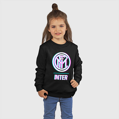 Детский свитшот Inter FC в стиле glitch / Черный – фото 3