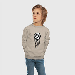 Свитшот хлопковый детский Volkswagen - art logo, цвет: миндальный — фото 2
