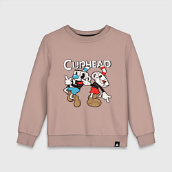 Свитшот хлопковый детский Cuphead - Mugman, цвет: пыльно-розовый