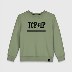 Свитшот хлопковый детский TCPIP Connecting people since 1972, цвет: авокадо