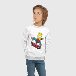Свитшот хлопковый детский Барт Симпсон - крутой скейтбордист, цвет: белый — фото 2