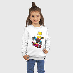 Свитшот хлопковый детский Барт Симпсон - крутой скейтбордист, цвет: белый — фото 2
