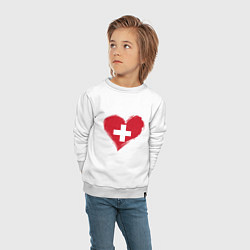 Свитшот хлопковый детский Сердце - Швейцария, цвет: белый — фото 2