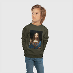 Свитшот хлопковый детский Спаситель мира Леонардо Да Винчи около 1500, цвет: хаки — фото 2