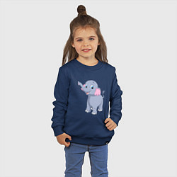 Свитшот хлопковый детский Веселый серый слоник, цвет: тёмно-синий — фото 2