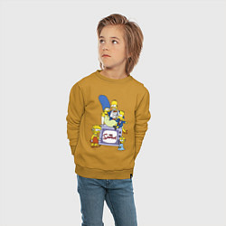 Свитшот хлопковый детский Семейка Симпсонов в праздничных нарядах, цвет: горчичный — фото 2