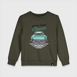 Свитшот хлопковый детский Ride the classic, цвет: хаки