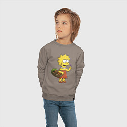 Свитшот хлопковый детский Lisa Simpson с гусеницей на даче, цвет: утренний латте — фото 2