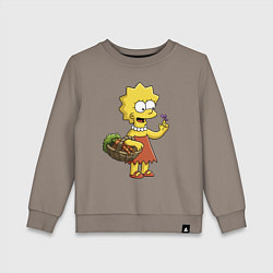 Свитшот хлопковый детский Lisa Simpson с гусеницей на даче, цвет: утренний латте