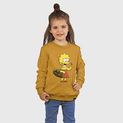 Свитшот хлопковый детский Lisa Simpson с гусеницей на даче, цвет: горчичный — фото 2