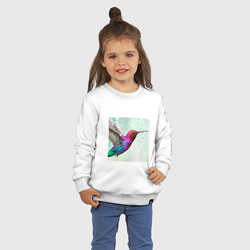 Детский свитшот Колибри весной / Белый – фото 3