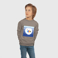 Свитшот хлопковый детский CMYK рыбка, цвет: утренний латте — фото 2