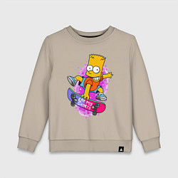 Свитшот хлопковый детский Барт Симпсон на скейтборде - Eat my shorts!, цвет: миндальный