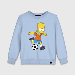 Свитшот хлопковый детский Барт Симпсон бьёт по футбольному мячу, цвет: мягкое небо
