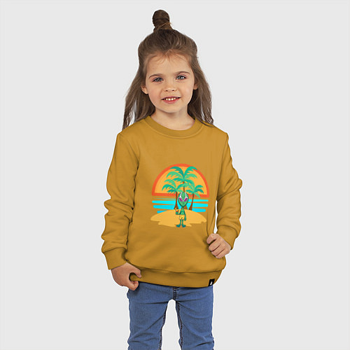 Детский свитшот Пришелец на пляже / Горчичный – фото 3
