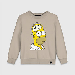 Свитшот хлопковый детский Гомер Симпсон - нет подключения к интернету, цвет: миндальный