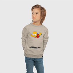 Свитшот хлопковый детский Барт Симпсон - падение, цвет: миндальный — фото 2