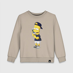 Свитшот хлопковый детский Барт Симпсон болтает по мобильнику, цвет: миндальный