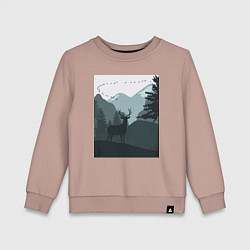 Свитшот хлопковый детский Олень в лесу силуэты, цвет: пыльно-розовый