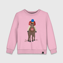 Свитшот хлопковый детский Гонщик на лошади, цвет: светло-розовый