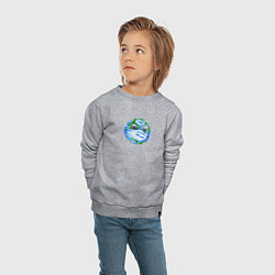 Свитшот хлопковый детский Злая планета Земля в маске рисунок, цвет: меланж — фото 2