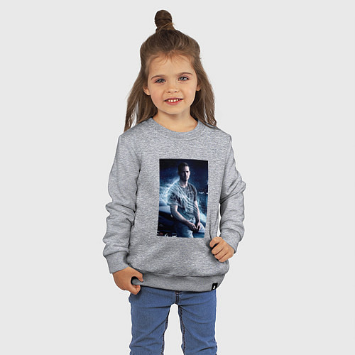 Детский свитшот Пол Уокер на капоте / Меланж – фото 3