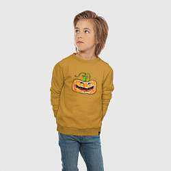 Свитшот хлопковый детский Веселая тыква на Хэллоуин, цвет: горчичный — фото 2