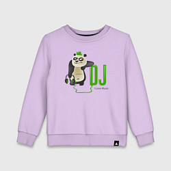 Свитшот хлопковый детский DJ панда я люблю музыку, цвет: лаванда