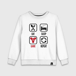 Свитшот хлопковый детский Eat - sleep - Destiny - repeat, цвет: белый