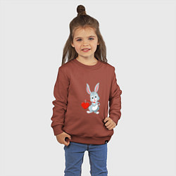 Свитшот хлопковый детский Влюблённый кролик, цвет: кирпичный — фото 2