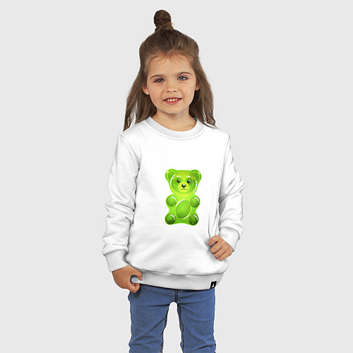 Детский свитшот Желейный медведь зеленый / Белый – фото 3