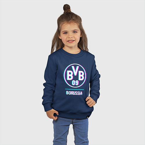 Детский свитшот Borussia FC в стиле glitch / Тёмно-синий – фото 3