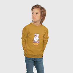 Свитшот хлопковый детский Кролик в ванне, цвет: горчичный — фото 2