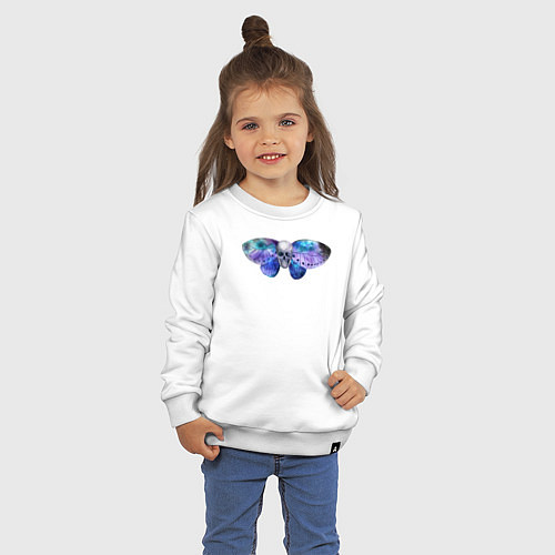 Детский свитшот Череп - бабочка / Белый – фото 3