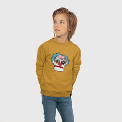 Свитшот хлопковый детский Череп клоуна, цвет: горчичный — фото 2