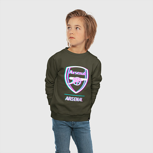 Детский свитшот Arsenal FC в стиле glitch / Хаки – фото 4