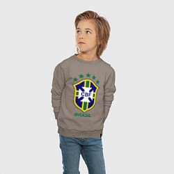 Свитшот хлопковый детский Brasil CBF, цвет: утренний латте — фото 2