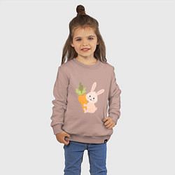 Свитшот хлопковый детский Кролик с морковкой, цвет: пыльно-розовый — фото 2
