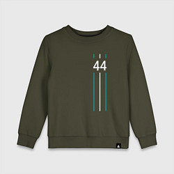Свитшот хлопковый детский Льюис Хэмилтон 44, цвет: хаки