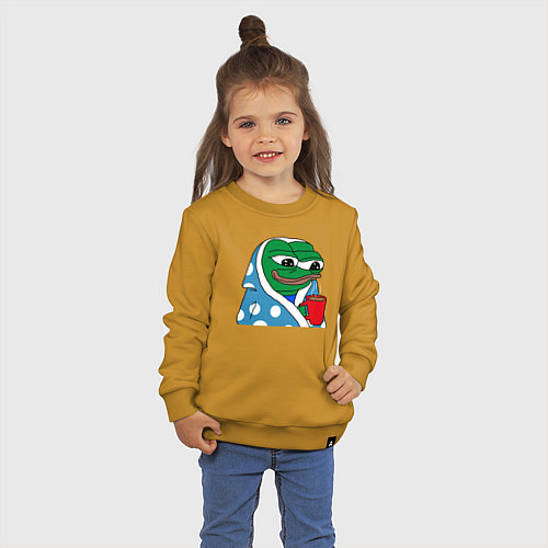 Детский свитшот Frog Pepe мем / Горчичный – фото 3