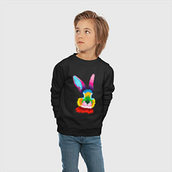 Свитшот хлопковый детский Радужный кролик, цвет: черный — фото 2