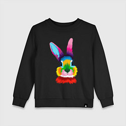 Свитшот хлопковый детский Радужный кролик, цвет: черный