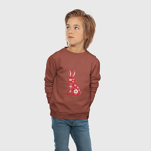 Детский свитшот Красный заяц / Кирпичный – фото 4
